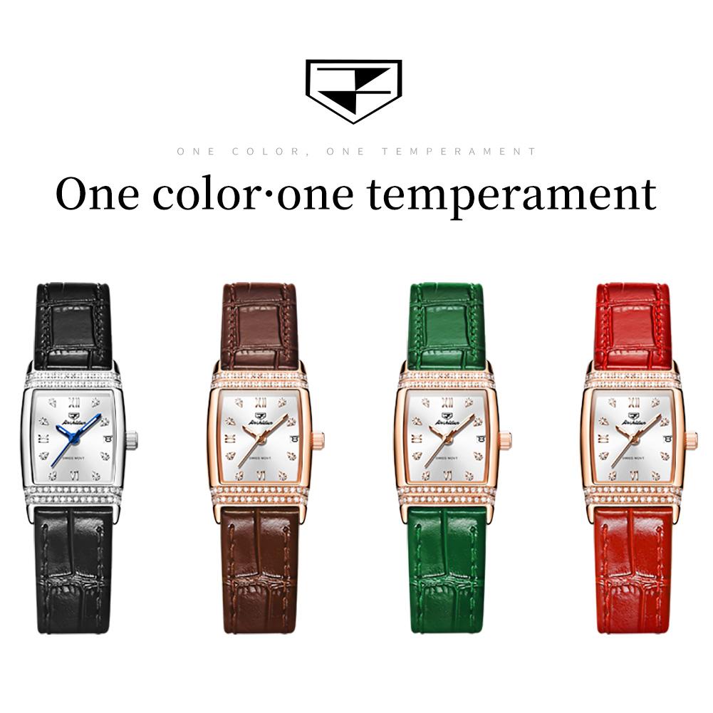 JIN SHI DUN Brand Watch Light Luxury Waterproof Luminous Quartz Watch Simple Diamond Set Women's Watch