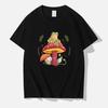 Cottagecore Aesthetic Goblincore Frog Wizard On Mushroom Mens Short Sleeve All-math Vintage Tops Personality Male Cotton T-Shirt