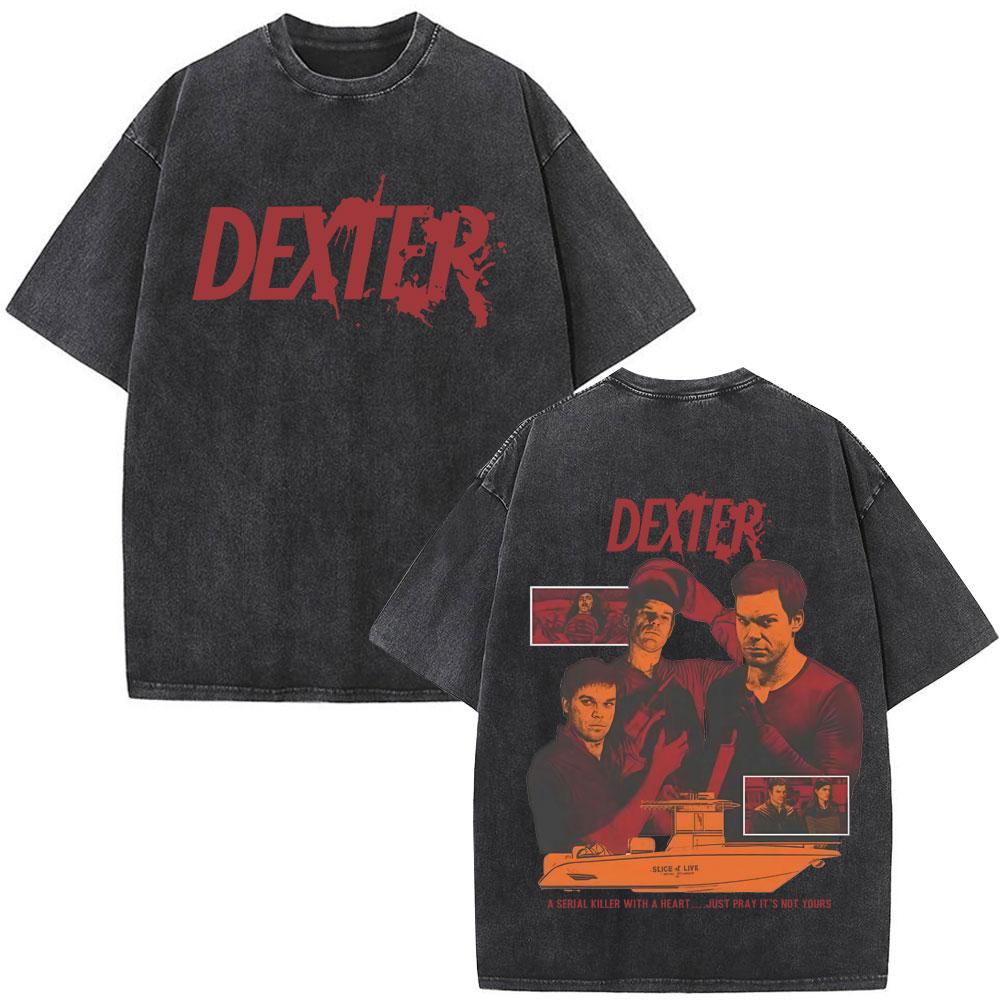 Tv Play Washed Vintage Dexter Morgan Graphic Tshirts Mens Women Clothing Casual Short Sleeve T Shirts Fashion Gothic Tshirt