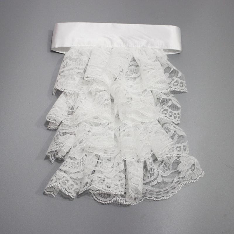 Women Vintage Princess Fake Collar Gothic Black Faux Leather Ruffled Floral Lace Choker Necklace Victorian Neck Ruff