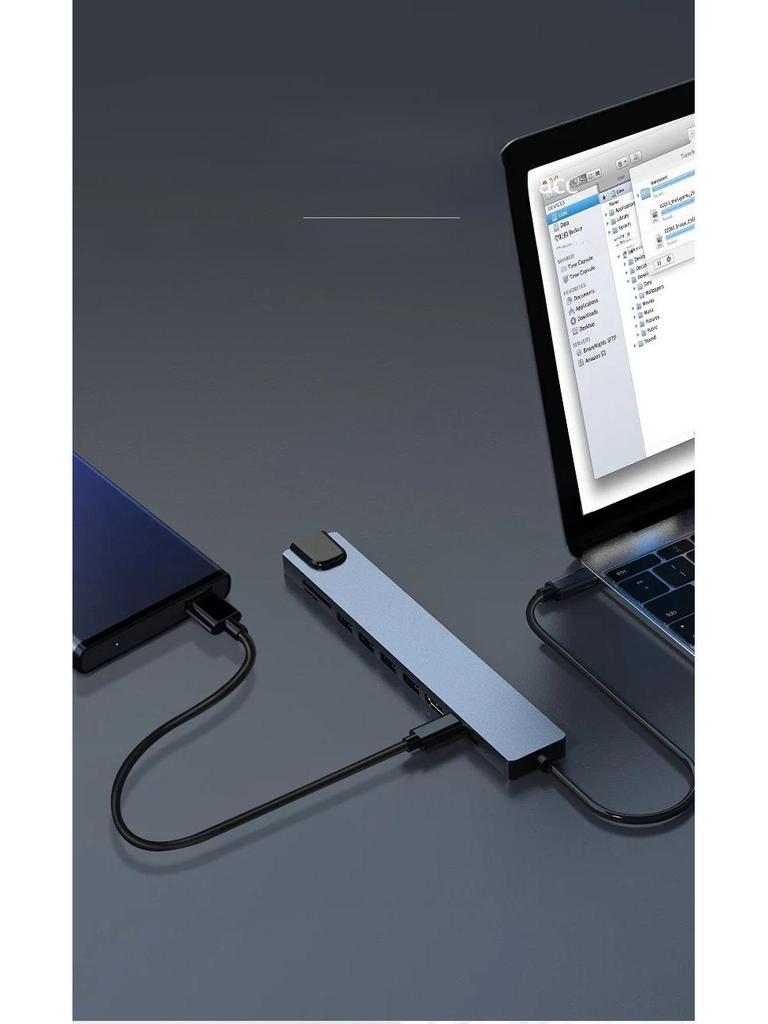 Многофункциональный адаптер 10-в-1 USB-C - HDTV с Ethernet 100M и USB-концентратором для мобильных устройств, ПК, игровых приставок