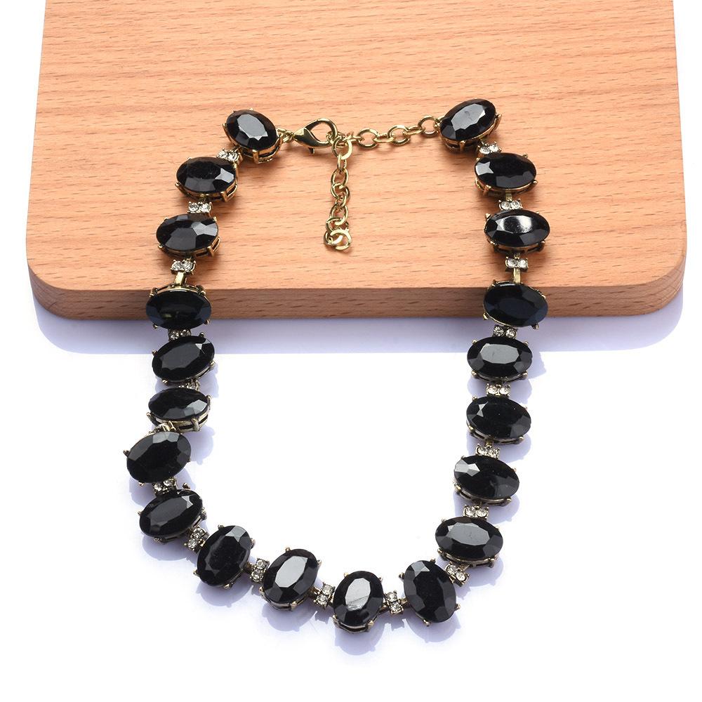 Роскошное вечернее ожерелье с черными кристаллами и драгоценными камнями, короткие аксессуары