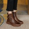 Retro Boots for Women Autumn Winter Women's Shoes Leather Casual Flat Ankle Boots Female Platform Short Boots