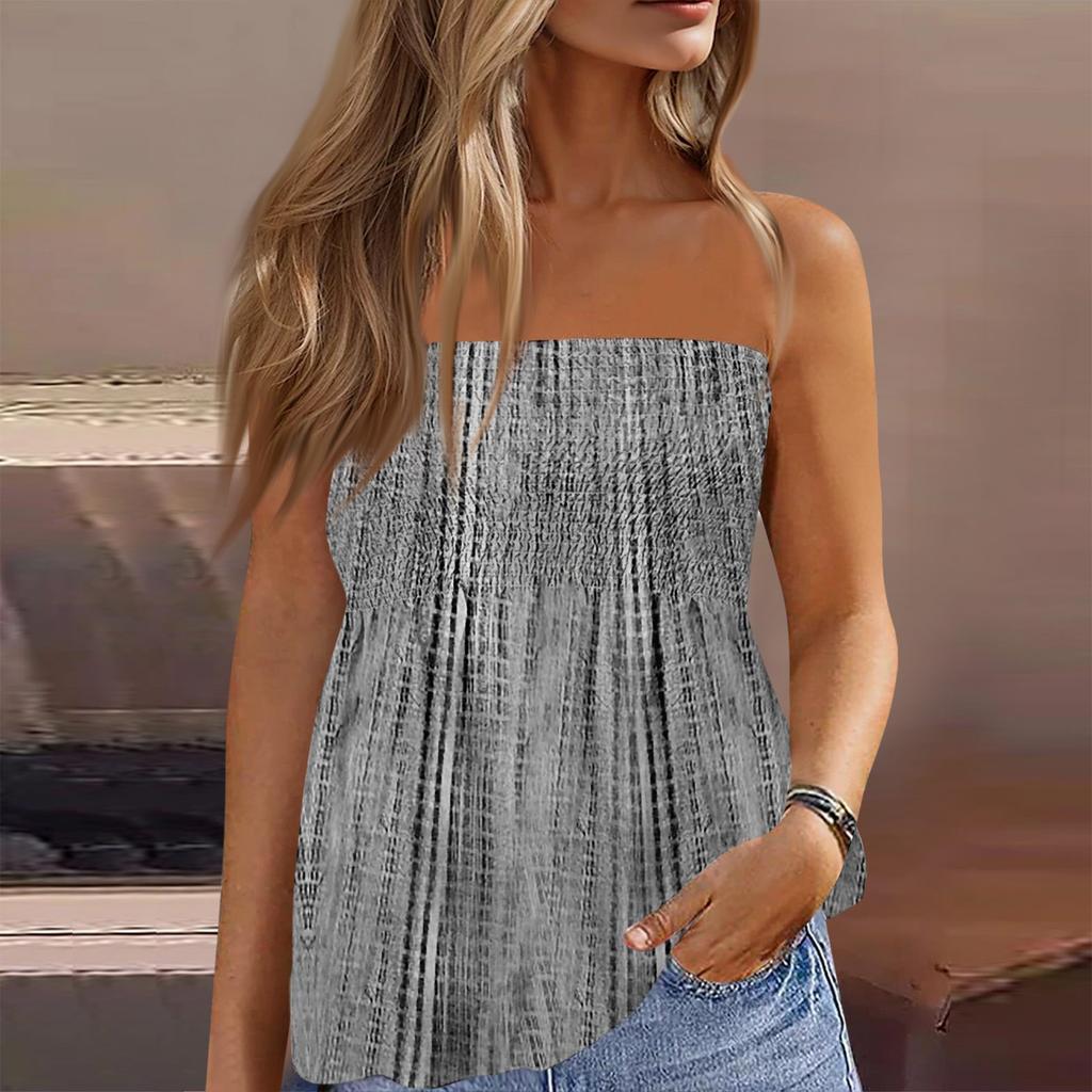Tube Tops For Women,Cute Sexy Off Shoulder Print Sleeveless T-Shirt
