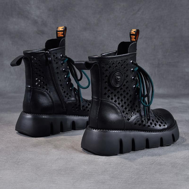 Muffin bottom short boots hollow thin Martin boots women's retro round head single boots 2026 new spring and summer cool boots