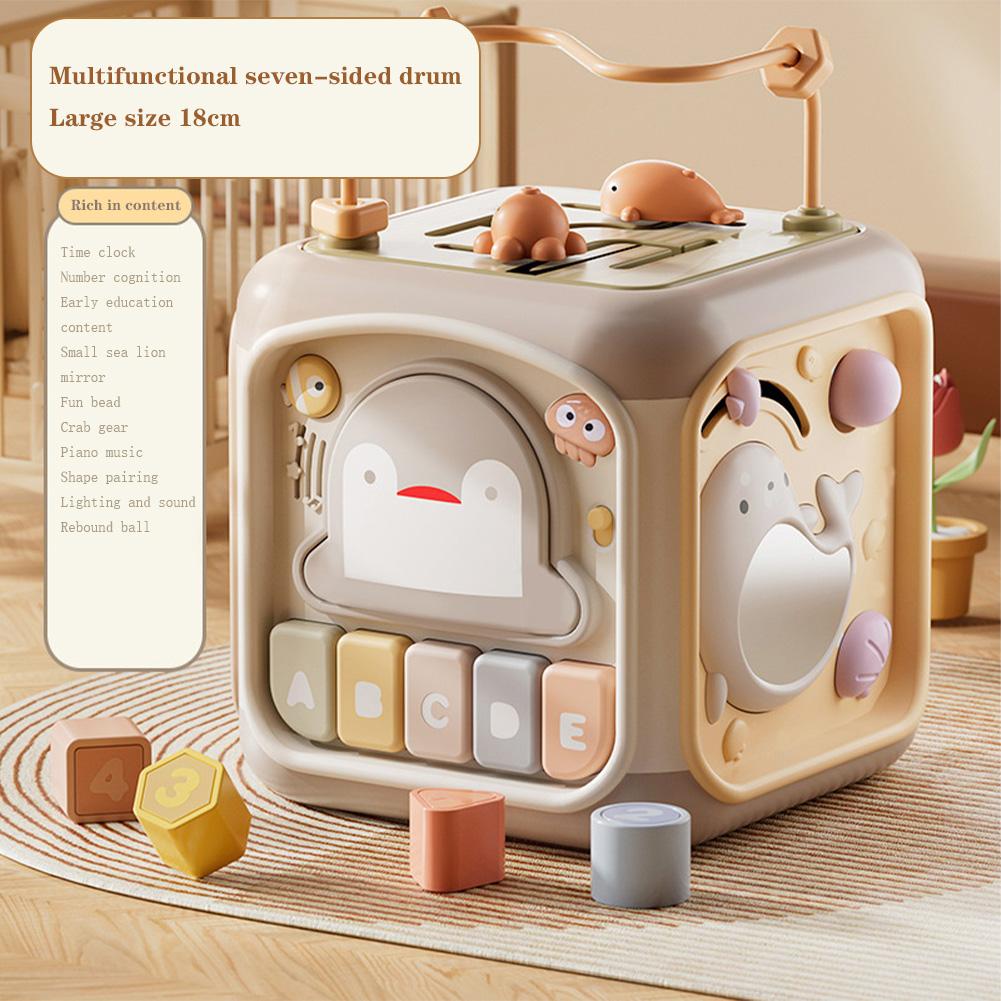 Baby Activity Cube Cute Cartoon Animal Activity Play Cube With Music Sensory Toys Gifts For Toddlers Ages 0-3