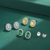 Изысканные красочные серебряные серьги с цирконом S925 для женской моды, круглые зеленые, желтые серьги с цирконом, ювелирные изделия, подарок на годовщину, ювелирные изделия из стерлингового серебра