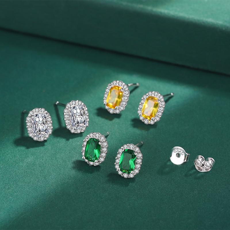 Изысканные красочные серебряные серьги с цирконом S925 для женской моды, круглые зеленые, желтые серьги с цирконом, ювелирные изделия, подарок на годовщину, ювелирные изделия из стерлингового серебра