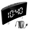 LED Screen Digital Alarm Clock Curved Dimmable Mirror Clock 7 Inch For Kids Bedroom