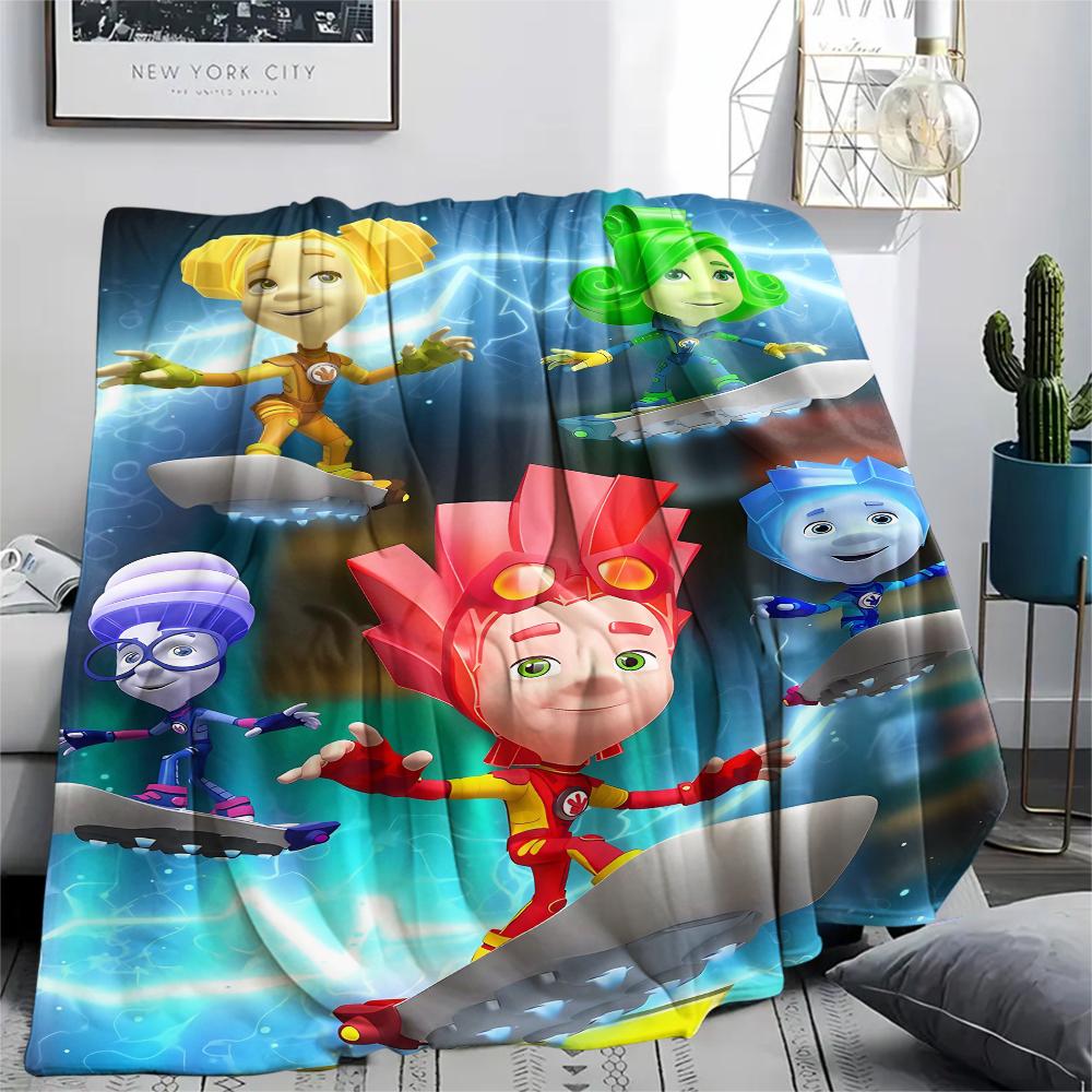 1 шт. Фланелевое одеяло с принтом Фиксиков, Высокое качество, Комфортное для всех сезонов, Декор для дома, Тепло и уют, Идеально для подарков