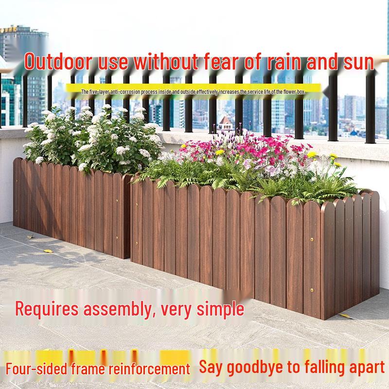 Tangyu Carbonized Solid Wood Rectangular Planter Box