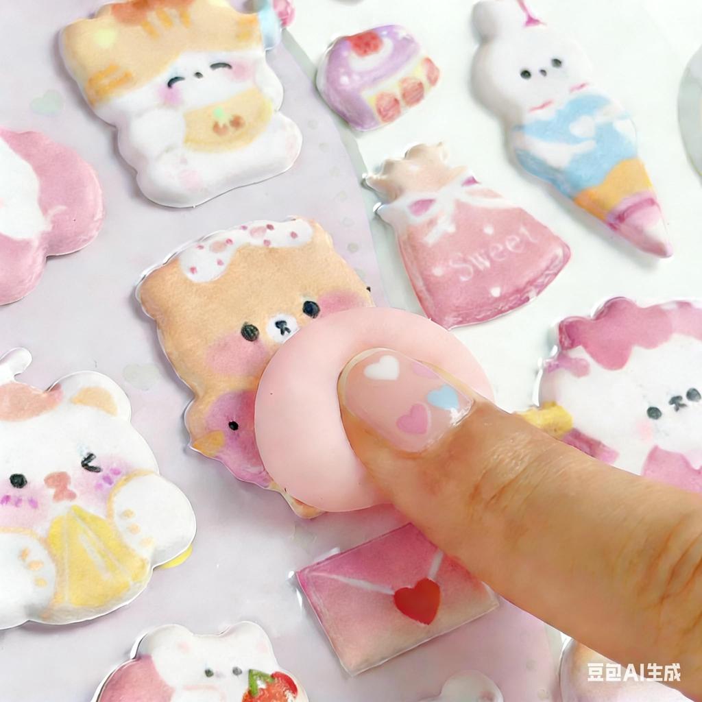 Набор из 4 3D-стикеров «Мягкая Попка» для Планера, Большие Мягкие Стикеры, Стикеры, Стикеры, Стикеры, Количество, Милые,