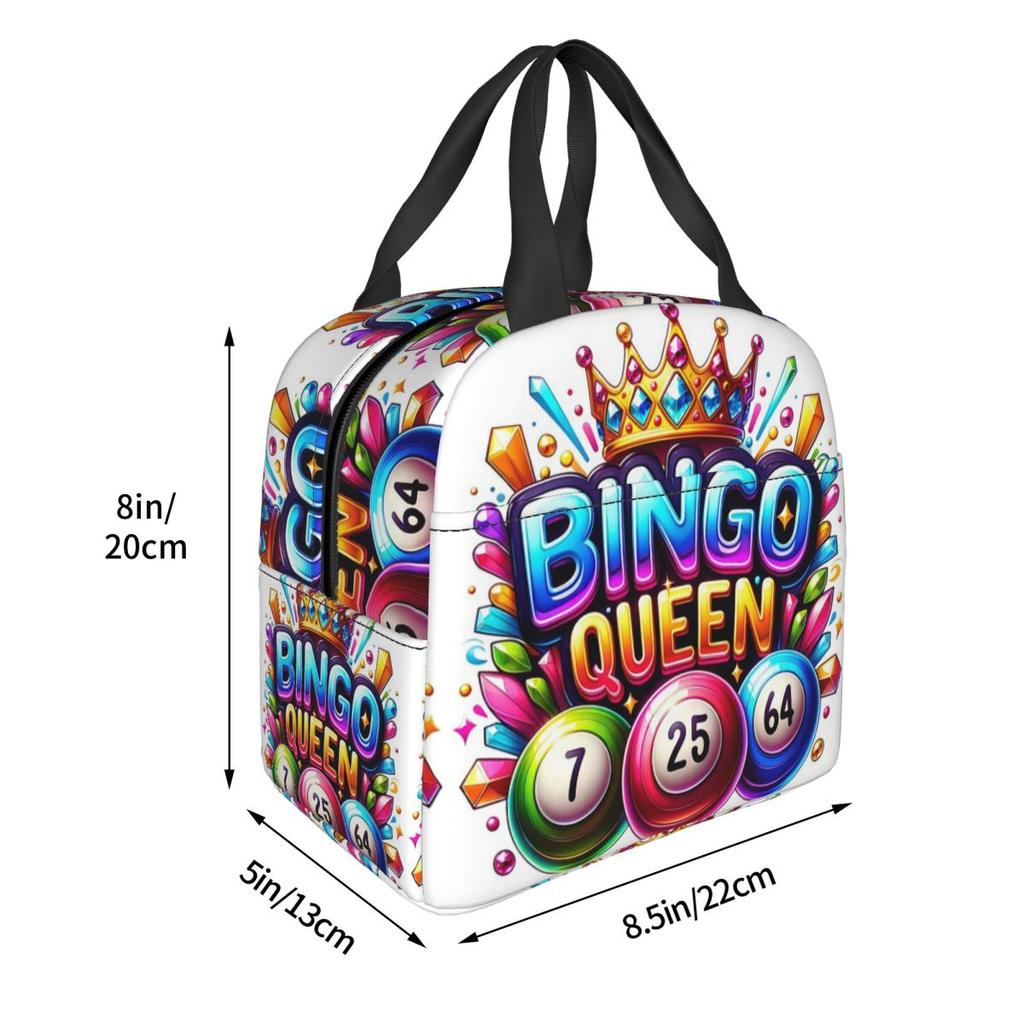 Bingo Queen Best Player Of Vacation Bingo Insulated Lunch Bag for Women Kids Portable Food Boxes Thermal Lunch Box Tote