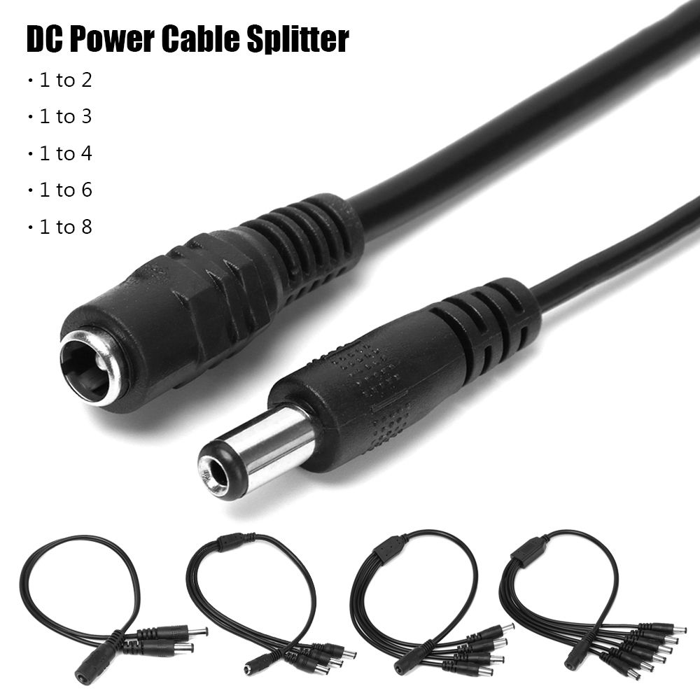 Professional Connector 5.5mm*2.1mm DC Power Cord Splitter Cable 1 to 2/3/4/6/8 Way Female to Male