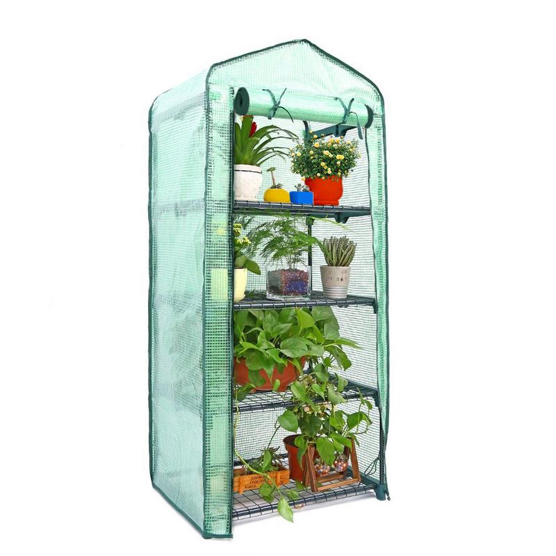4 Tier Greenhouse Iron Stands Shelves Outdoor Garden Mini Garden Warm Room Greenhouse Garden Plants Cover (Without Iron Stand)
