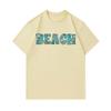 Men's 100% Cotton Crew Neck Short Sleeve T-Shirt, Casual Summer BEACH Letter Print with Palm Tree Sun Flower Pattern Soft Breathable Loose Fit Daily H