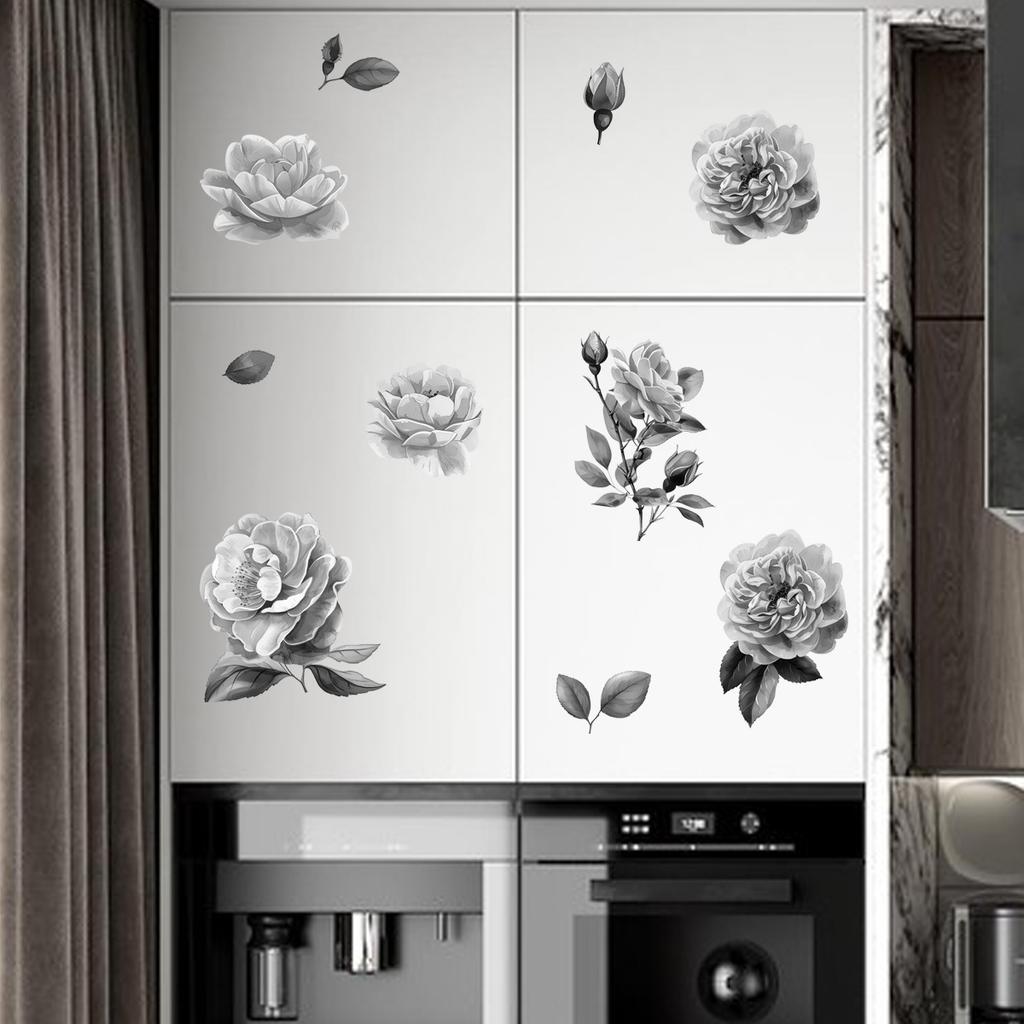 DIY Gray Floral Wall Stickers for Living Room Bedroom Home Decor Peel and Stick Wallpaper Wardrobe Decals