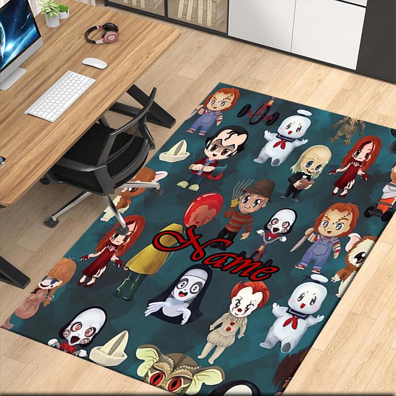 Custom Name Halloween horror Printed Carpet, for Office Chair Living Room Bedroom Kitchen Room Decor Gifts.