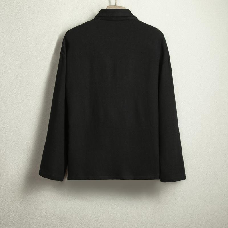 Китайское традиционное платье весна осень хлопок льняная рубашка для мужчин одежда больших размеров винтажный повседневный ханьфу черный кардиган топ