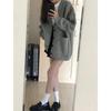 Grey Knit Cardigan Sweater Coat for Women – Spring & Autumn French Casual Style