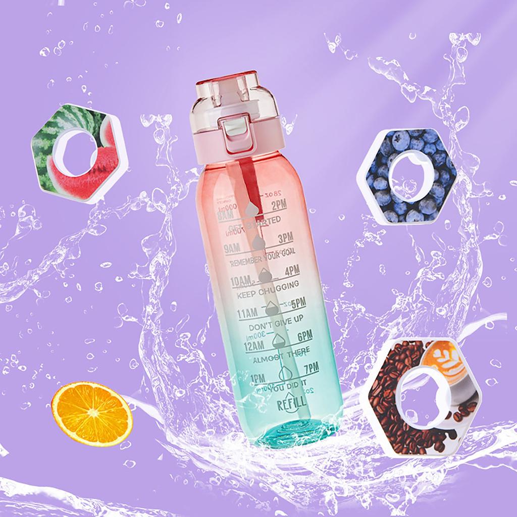 1000ml Bottle, Update Water Bottle Up Set With 8 Capsules Drinking Straw, Outdoor Water Bottle