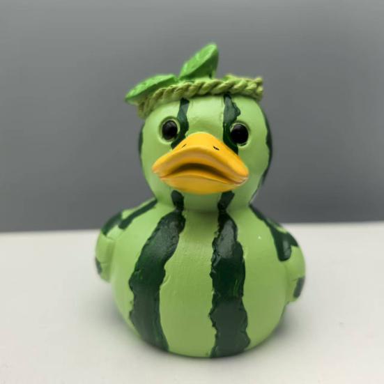 Fruit Duck Figurine Watermelon Dragon Fruit Cartoon Duck Resin Animal Statue Sculpture Home Office Decoration Ornament