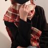 Women's Red Plaid Scarf Korean Style for Winter Warmth Ideal for Christmas Couples Gift