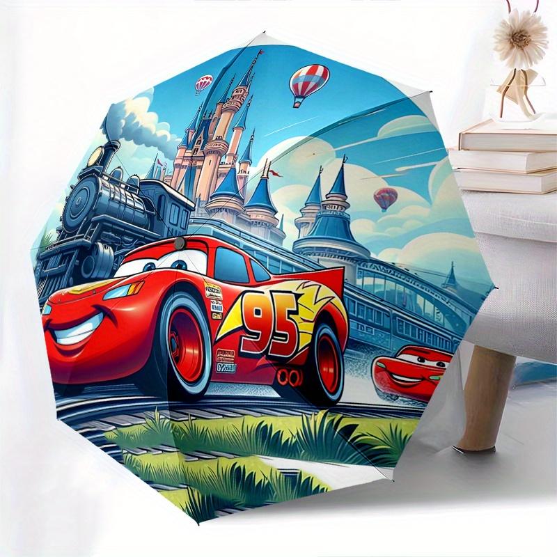 Lightning McQueen Automatic Umbrella - Tri-fold Portable Umbrella, Best Holiday Gift for Men and Women, Durable Iron Frame, Playful Design,
