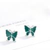 Temperament Mori Three-dimensional Green Korean Version Butterfly Stud Earrings Female Hong Kong Style Retro Fashion Sweet Small Earrings