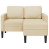 2 Seater L Shaped Sofa with Chaise Longue Cream 125 cm Fabric