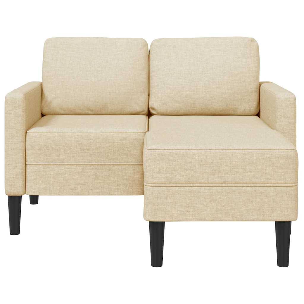 2 Seater L Shaped Sofa with Chaise Longue Cream 125 cm Fabric