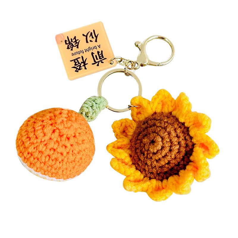 Креативный плюшевый вязаный крючком брелок в виде подсолнуха, очаровательный шарм для сумки, подарок на экзамены