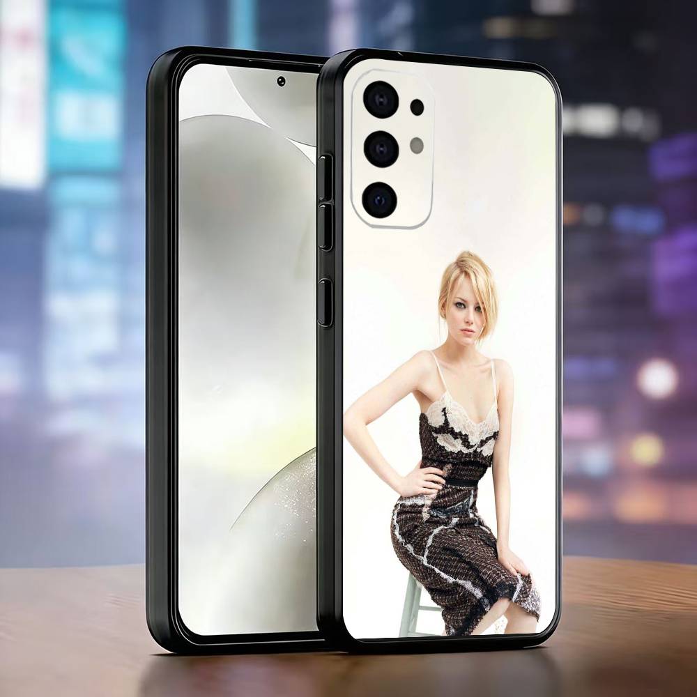 Чехол для телефона Эмма Стоун Черный Силиконовый Мягкий Для Samsung S25,S24,S21,S22,S23,S30,Ultra,S20,Plus,Fe,Lite