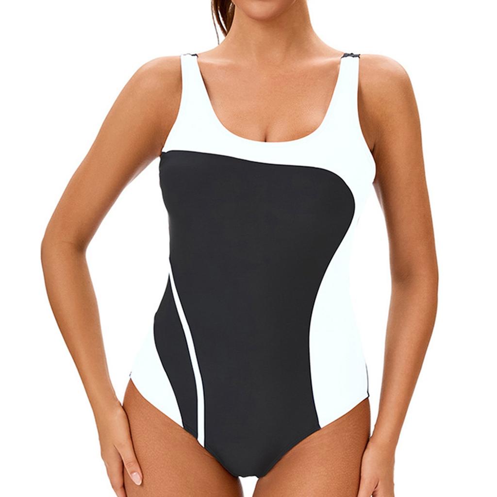 Женский консервативный цельный купальник без рукавов с открытой спиной, сочетающийся по цвету, с подкладкой для груди