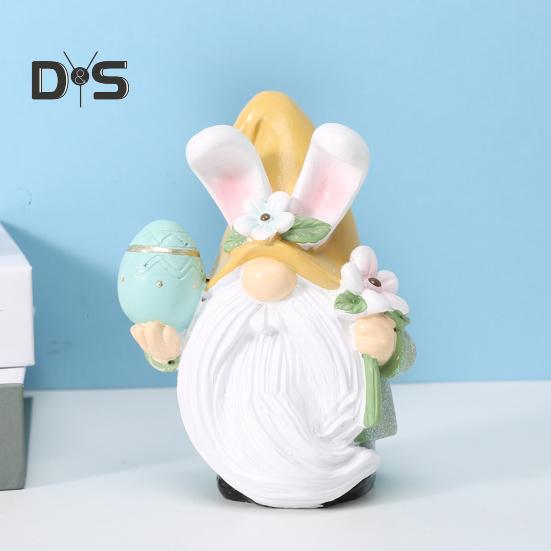 Easter Bunny Ear Gnome Figurine Colorful Egg Faceless Elf Dwarf Resin Statue Sculpture Home Office Desktop Decoration Ornament