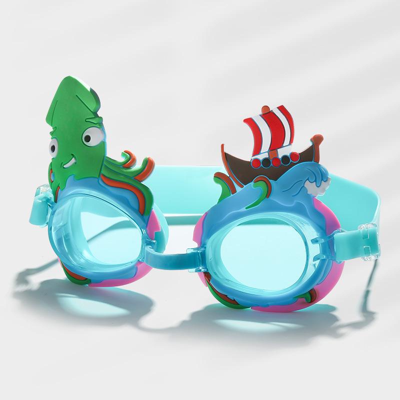 Детские милые мультяшные очки для плавания, водонепроницаемые очки для бассейна, противотуманные очки для водного спорта, дайвинга, серфинга, очки с берушами