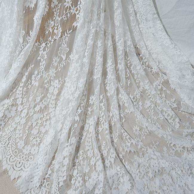 3 Meters Eyelash Lace Fabric, WM ,French High-end Designer Clothing Eyelash Lace Fabric Silk Yarn Lace Trim DIY Wedding Veil Dress Home Accessories