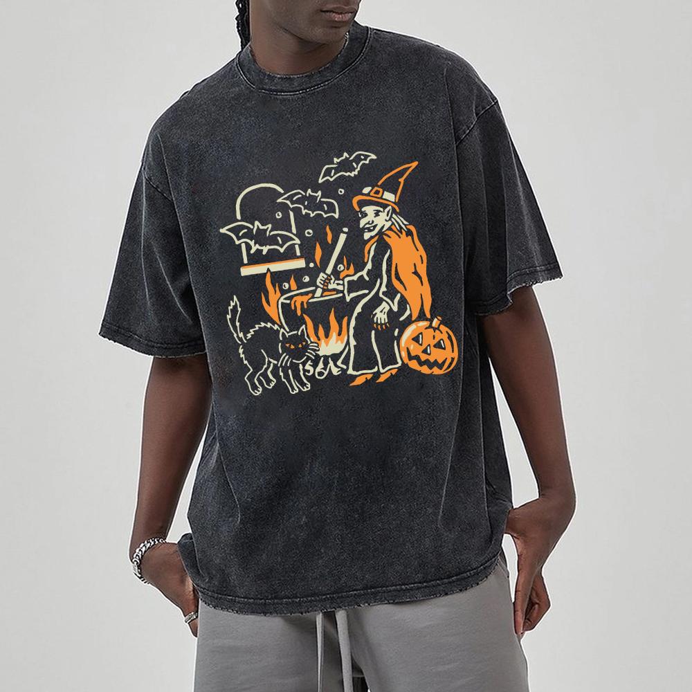 Летняя женская футболка унисекс с коротким рукавом и принтом тыквы на тему Хэллоуина, повседневная мужская ретро-одежда