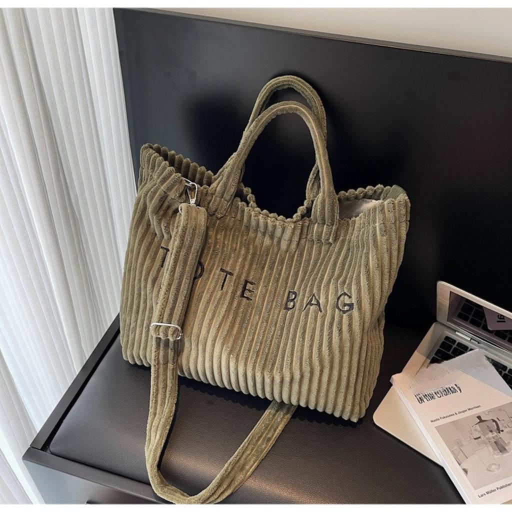 Вместительная сумка через плечо, Женская сумка через плечо, Популярная и универсальная женская сумка из полосатого бархата, Сумка-тоут для переноски писем