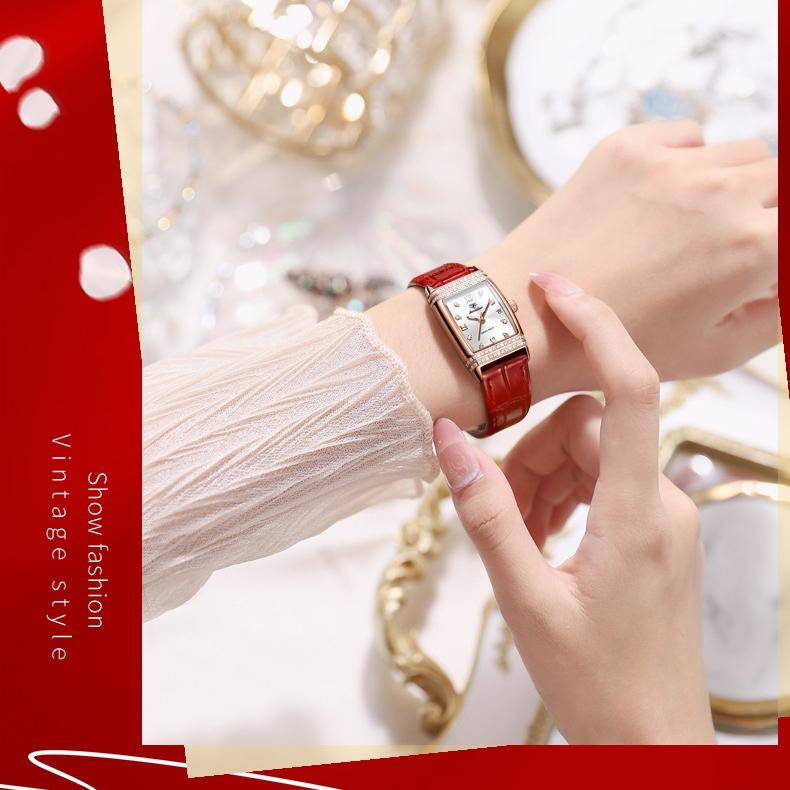 JIN SHI DUN Brand Watch Light Luxury Waterproof Luminous Quartz Watch Simple Diamond Set Women's Watch