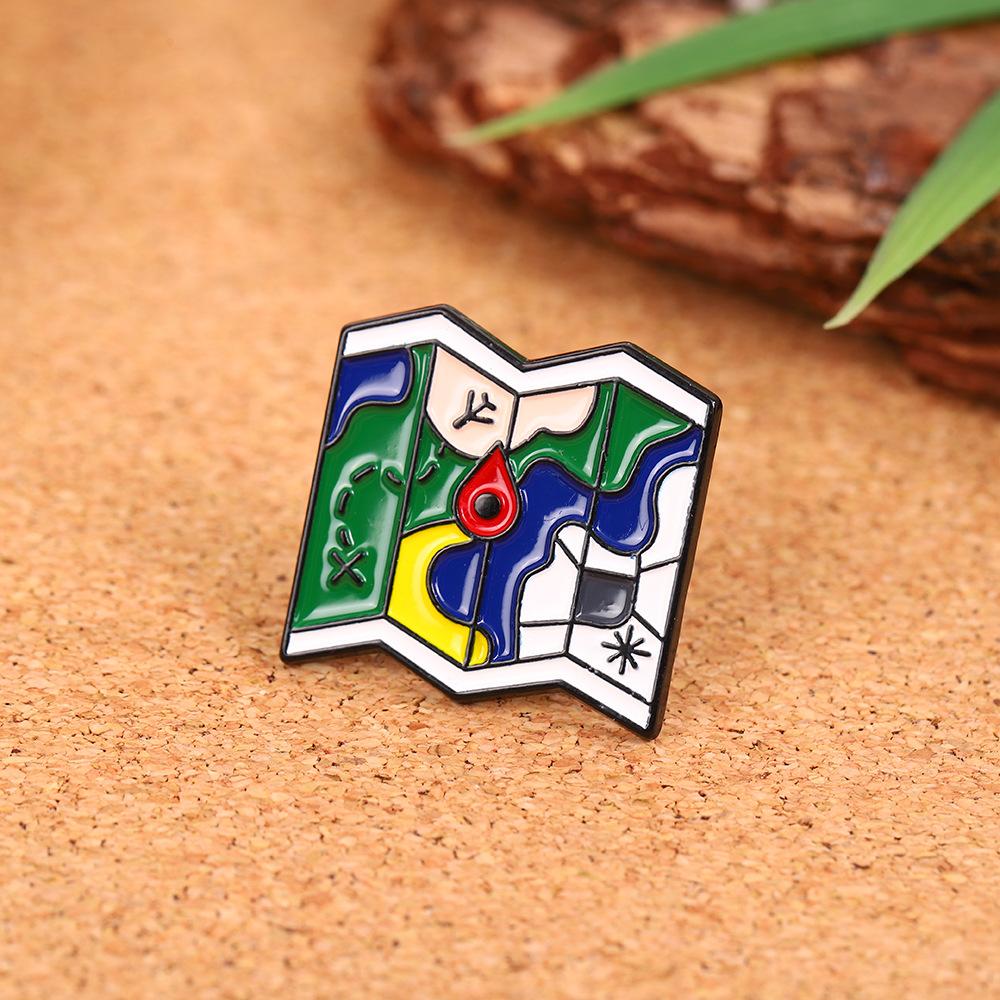 Airplane map brooch, high-end sense, light luxury, cartoon brooch, versatile, pin