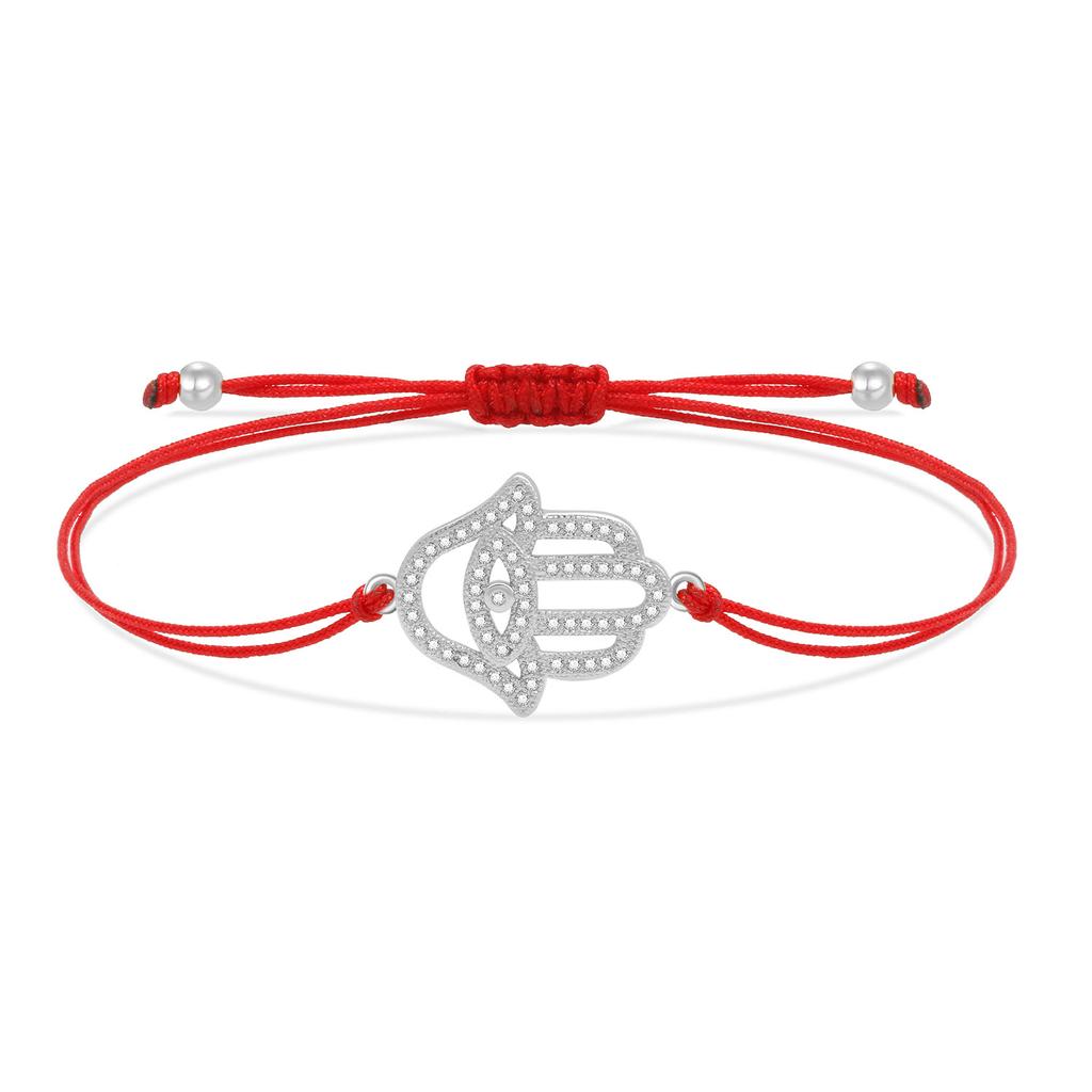 Хорошее качество Хамса браслет с подвесками на руку для женщин, новая мода, кубические циркониевые камни, позолоченная медь, красная нить, ювелирные изделия