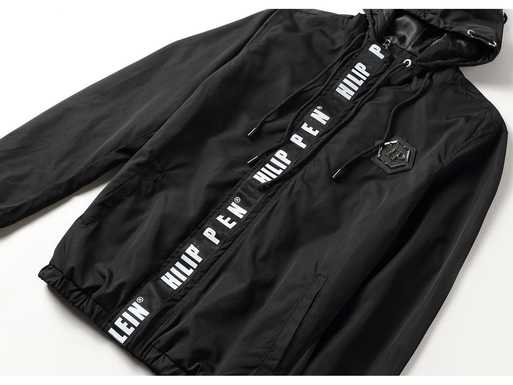 Мужская черная ветровка с капюшоном Philipp Plein - Коллекция Осень/Зима