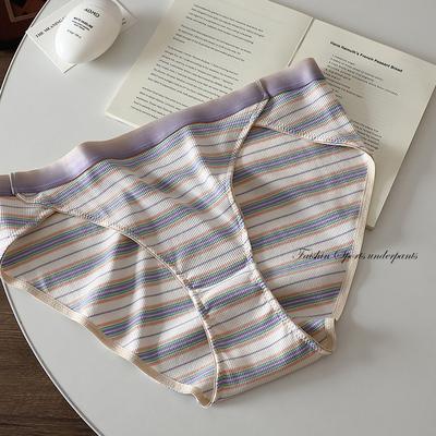 Xl-5XL градиентный спортивный стиль свободного покроя нижнее белье полосатые панталон женские сексуальные трусы с высоким разрезом плюс размер нижнее белье из чистого хлопка с промежностью для женщин