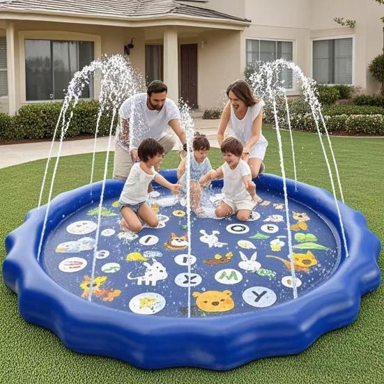 Детский брызгальный коврик, детский бассейн-разбрызгиватель, интерактивный детский коврик-разбрызгиватель для игр с водой на открытом воздухе для сада, газона