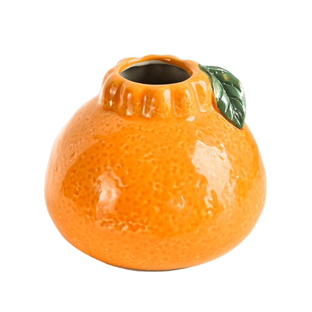 Orange Shape Ceramic Vase for Home Living Room Decor Dried Flower Vase Flower Arrangement Decoration Shooting Props