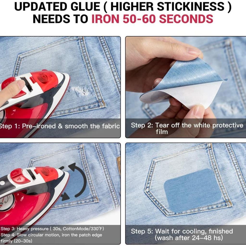 Термонашивки для ремонта одежды 20 шт., Джинсовые заплатки для джинсов, набор 4 оттенка синего, термонашивки для джинсов для внутреннего ремонта джинсов и одежды