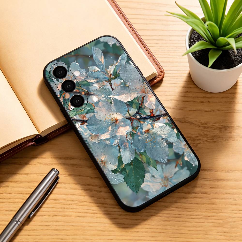 Чехол для телефона F-flowers для Samsung Galaxy A73, A72, A71, A70, A53, A52, A51, Других Мягкая Черная Крышка
