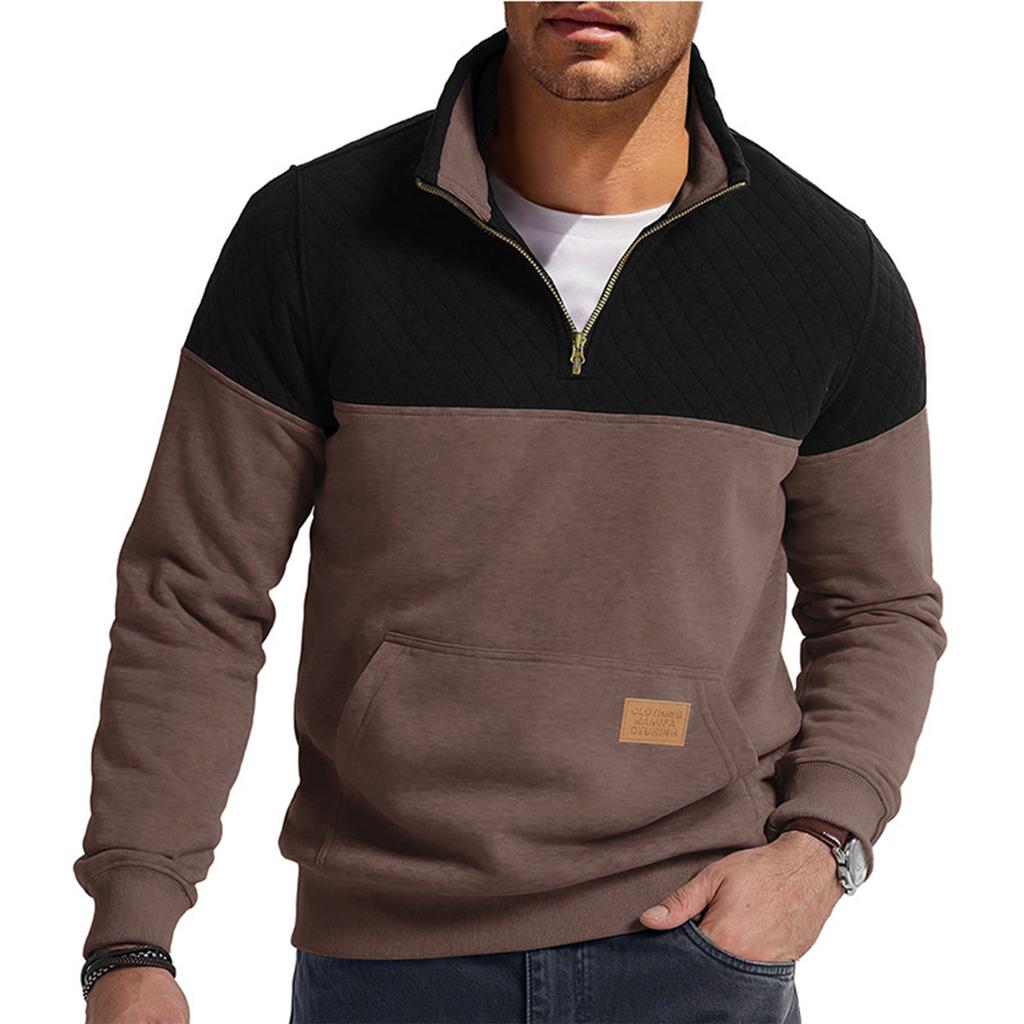 Men's Pullover Long Sleeved Stand Up Collar Sweatshirt Casual Collar Base Shirt