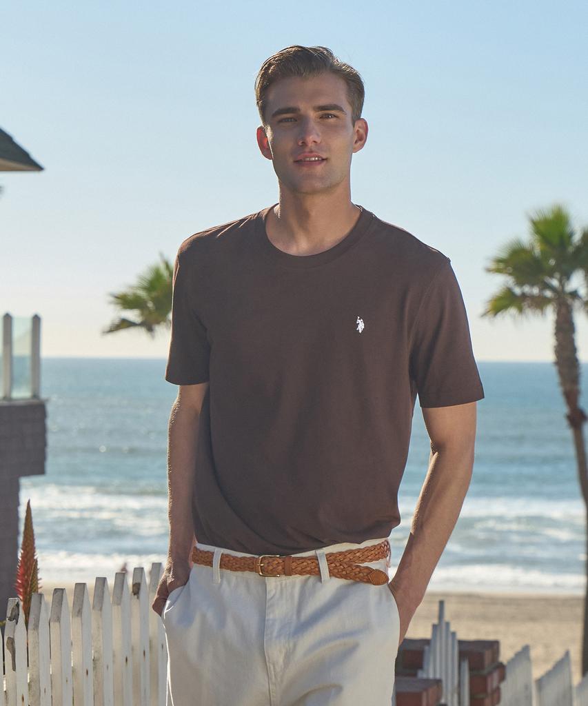 USPOLOASSN Cotton Short Sleeve Round Neck T-Shirt_Brown